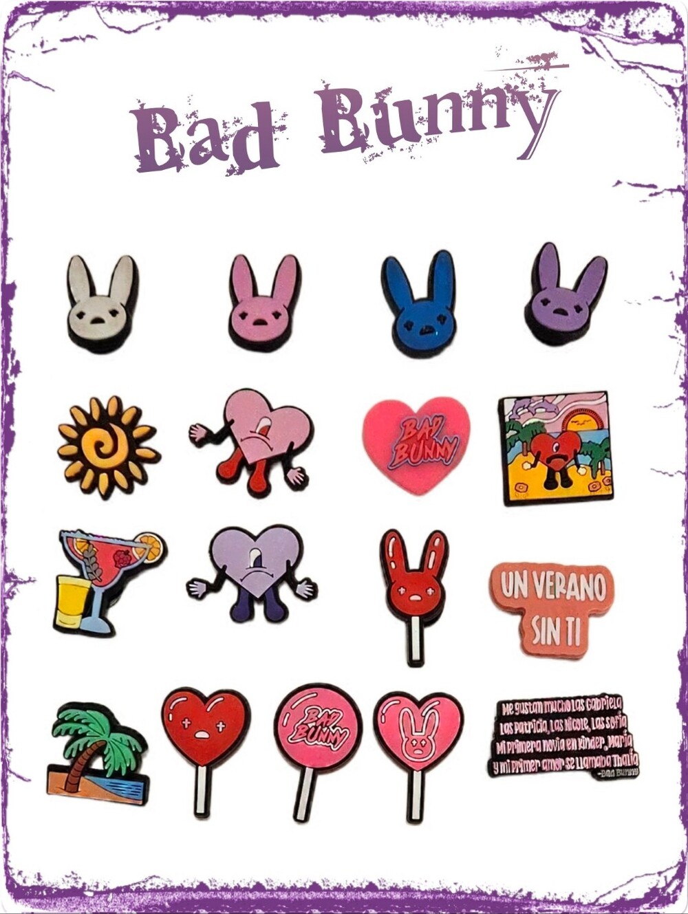 'Bad Bunny' Shoe Charms Bundle (Set Of 17 Pieces) - Multicolor